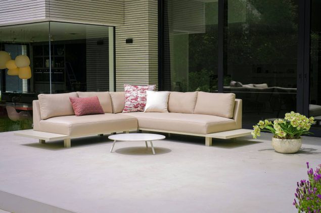 Flow. Emerald platform loungebank Heather chalk met Ivory frame