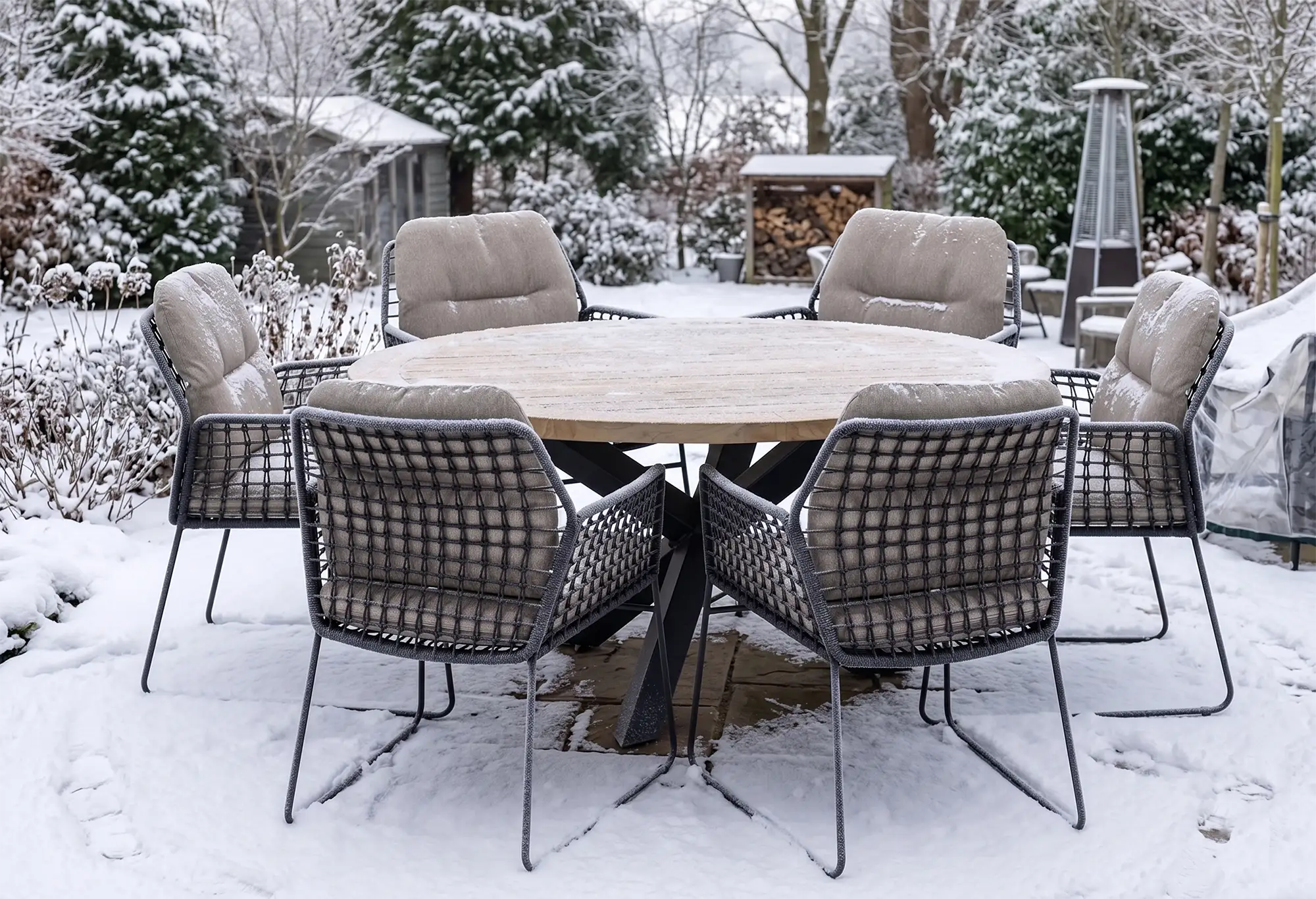 Taste by 4 Seasons Rhodos Gartenset mit Louvre Tisch im Winter
