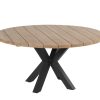 Hartman Stephanie tuintafel zwart met rond teak blad Ø 150 cm