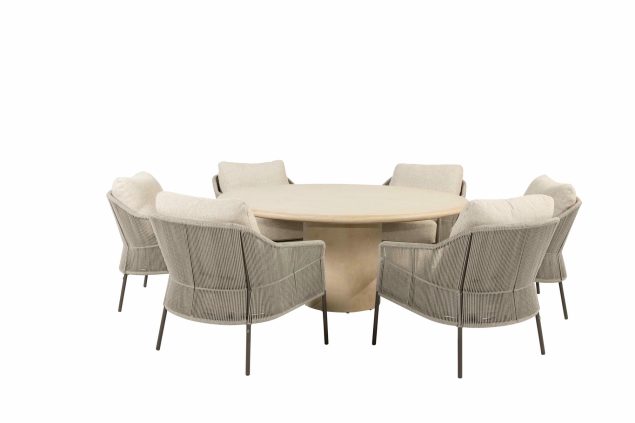 Taste by 4 Seasons Florence low dining set terre met Hampton tafel Ø 160 cm