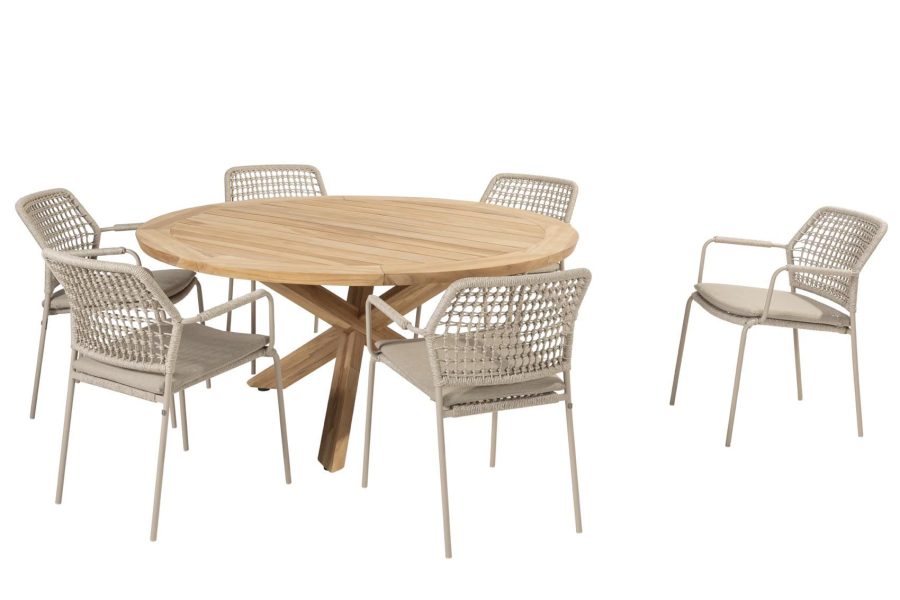 Taste by 4 Seasons Barista tuinset latte met Prado teak tafel Ø 160 cm