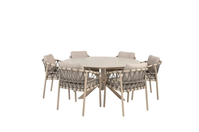 Taste by 4 Seasons Piacenza tuinset latte met Prado tafel met keramisch blad Ø 160 cm