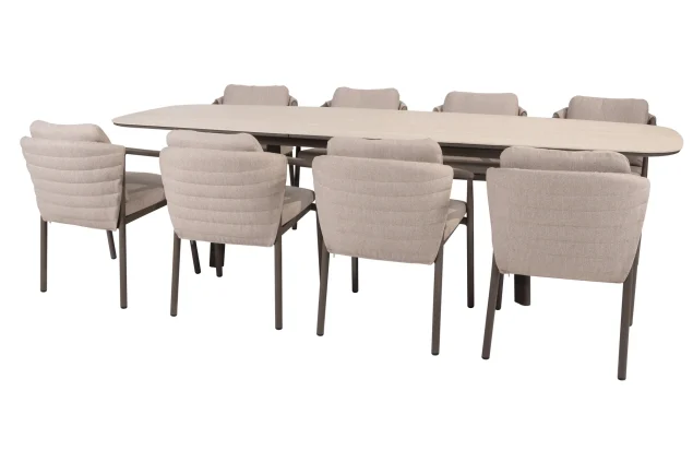 Taste by 4 Seasons Barolo tuinset terre met Manolo uitschuifbare tafel met keramisch blad 230-290 cm