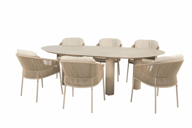 Taste by 4 Seasons Florence tuinset latte met Estate tafel met keramisch blad 240 cm