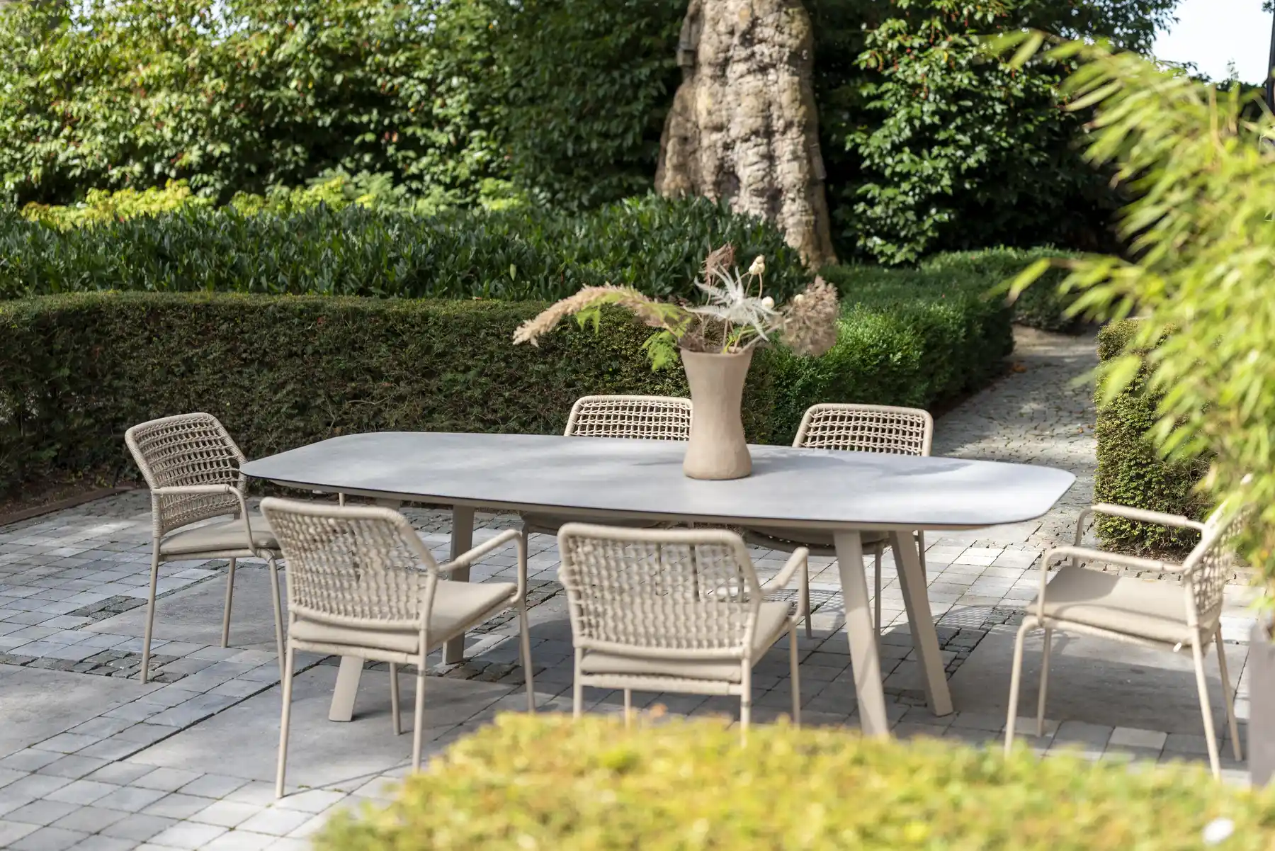 Taste by 4 Seasons Barista tuinset latte met Manolo tafel met geprint keramisch blad 240 x 103 cm