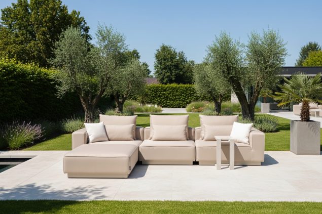 Flow Velora loungebank Heather chalk met beige frame