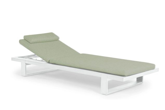 Suns Nardo aluminium lounger wit met soft green kussen