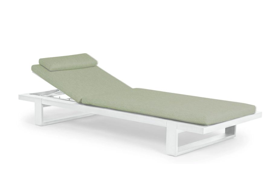 Suns Nardo aluminium lounger wit met soft green kussen