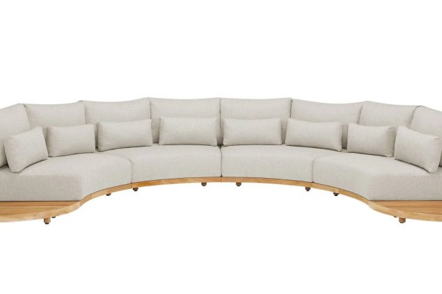 Suns Aspen halfronde hoekbank teak Natural Gravel