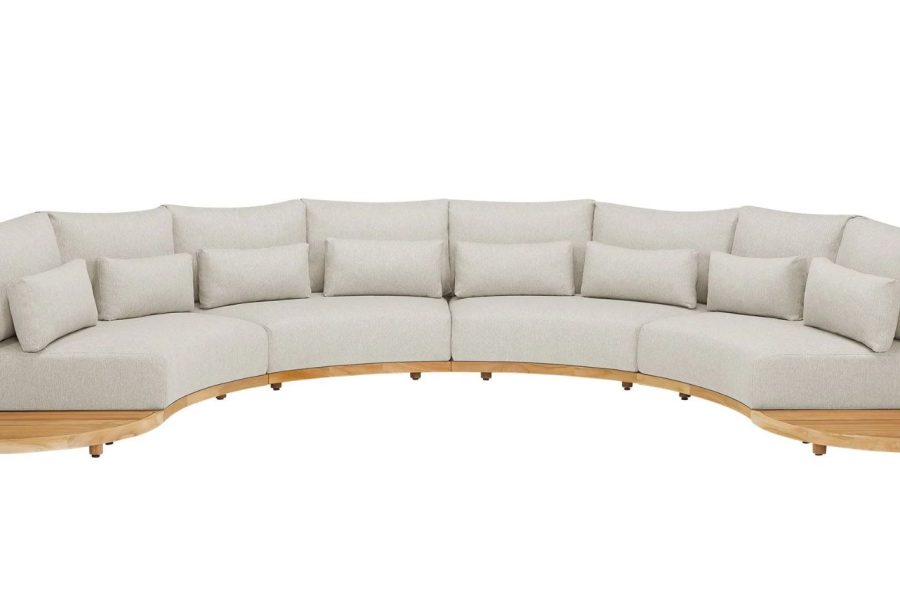 Suns Aspen halfronde hoekbank teak Natural Gravel