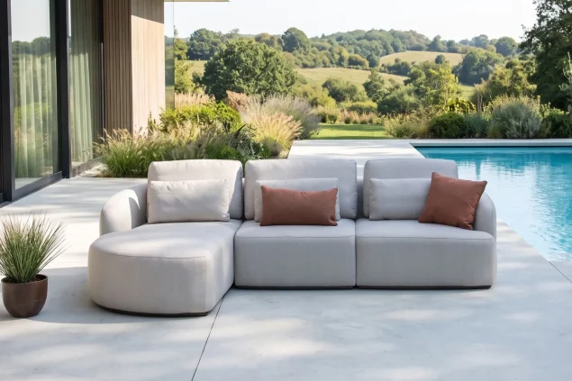 Flow Yavi chaise loungebank Graumel chalk rechts