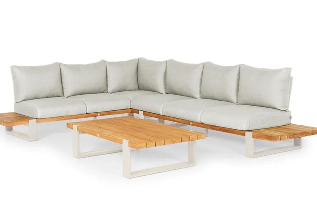Suns Nardo loungeset 6-zits Natural met teak en camel sand frame