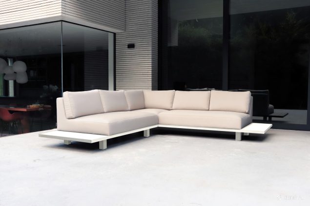 Flow. Emerald platform loungebank Heather chalk met Ivory frame