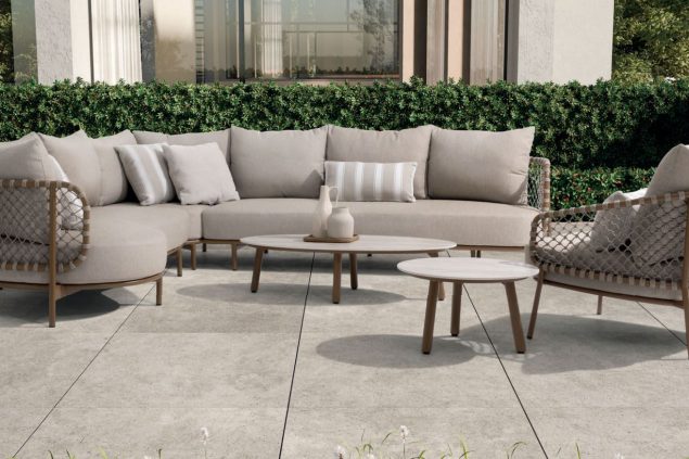 4 Seasons Outdoor Martinique hoek loungebank amber XL met cuddle bench