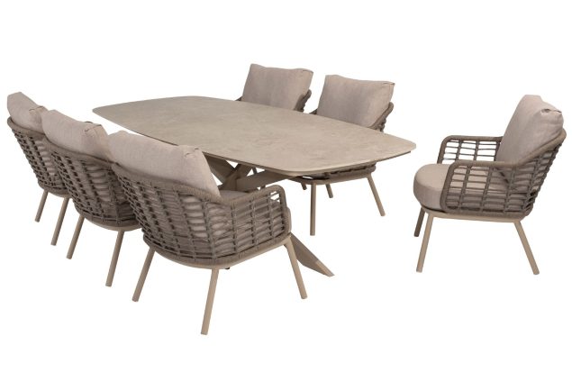 Taste by 4 Seasons Puglia low tuinset latte met Nevada tafel met keramisch blad 250 cm