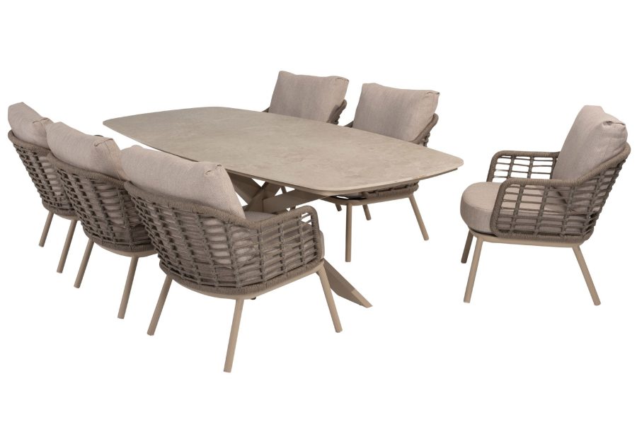 Taste by 4 Seasons Puglia low tuinset latte met Nevada tafel met keramisch blad 250 cm