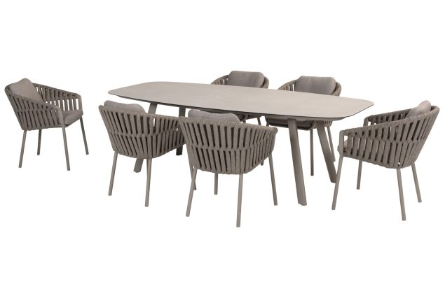 Taste by 4 Seasons Owen tuinset Cloud met Manolo tuintafel met geprint keramisch blad 240 x 103 cm * Sale *