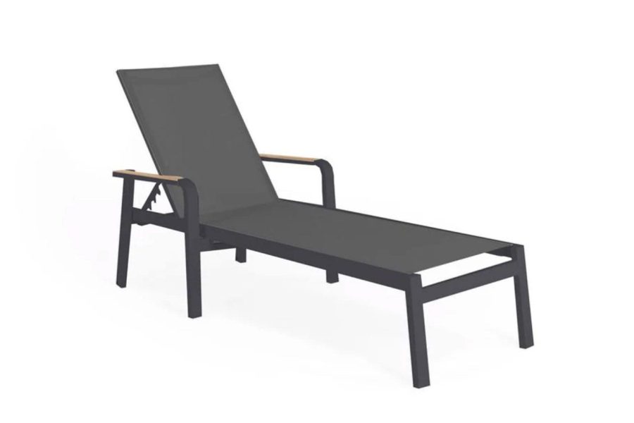 Suns Tutti ligbed matt royal grey/dark grey met teak armleuningen