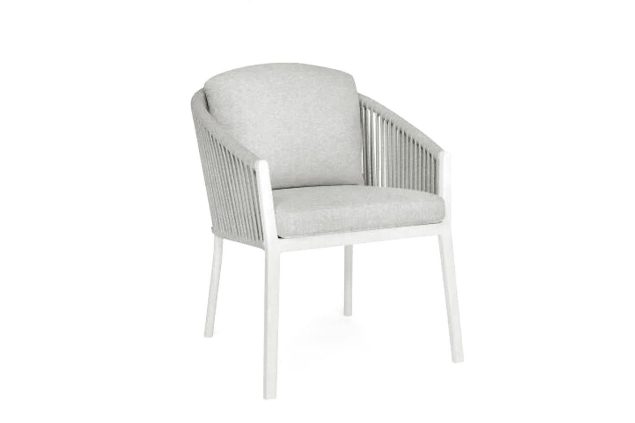 Suns Avero tuinstoel Matt white Fishbone weaving Soft grey