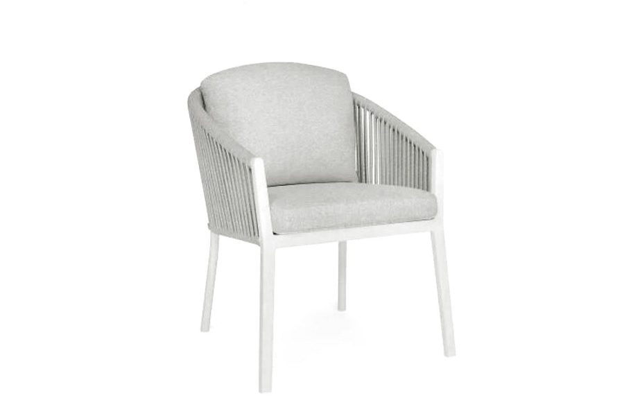 Suns Avero tuinstoel Matt white Fishbone weaving Soft grey
