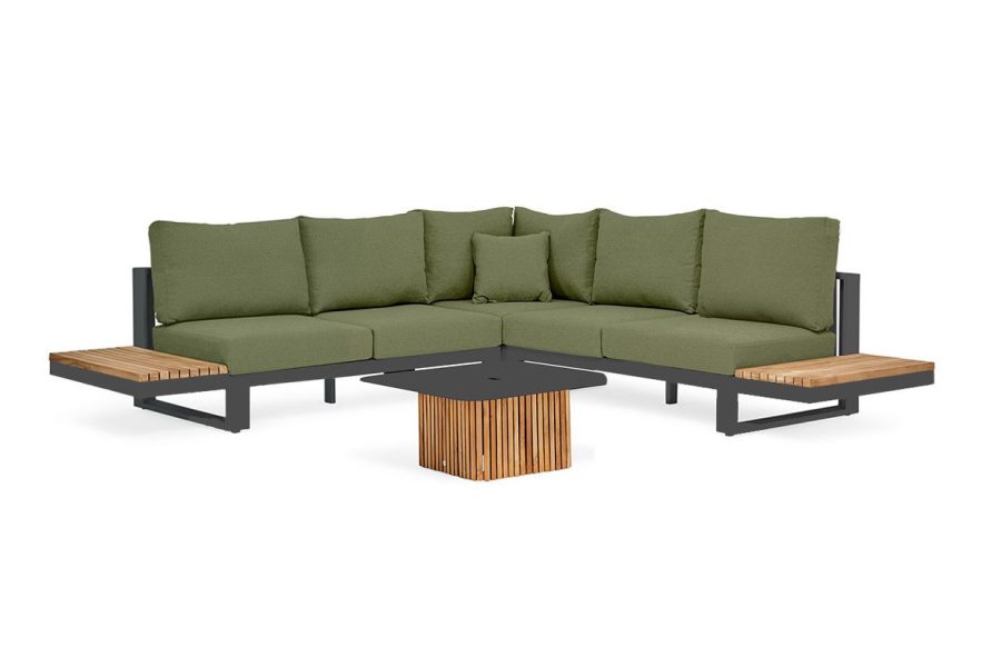 Suns Savona Sunproof hoek loungebank forest green met platforms