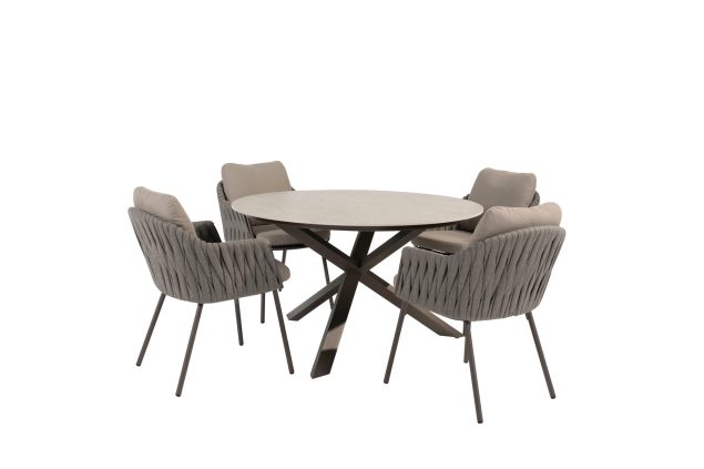 Taste by 4 Seasons Cannes tuinset Terre met Prado tafel met keramisch blad Ø 130 cm