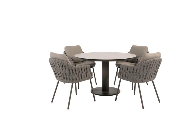 Taste by 4 Seasons Cannes tuinset Terre met Sarah tafel met geprint keramisch blad Ø 120 cm