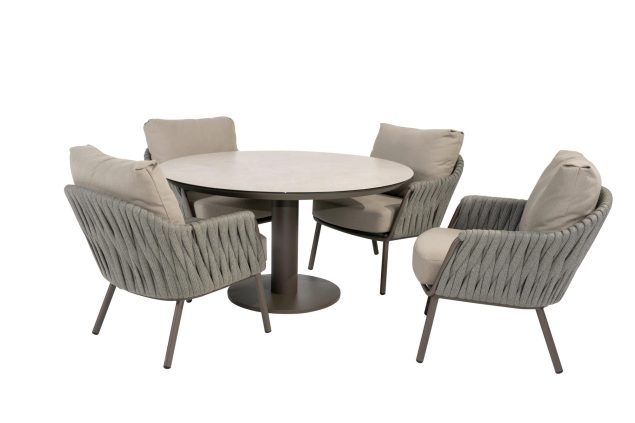 Taste by 4 Seasons Cannes low dining tuinset met Sarah tafel Ø 130 cm