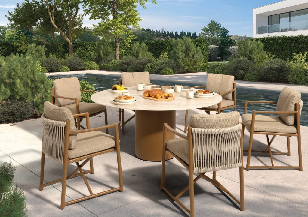 4 Seasons Outdoor Marina Gartenset in Bernstein mit Colorado-Tisch (Ø 160 cm)