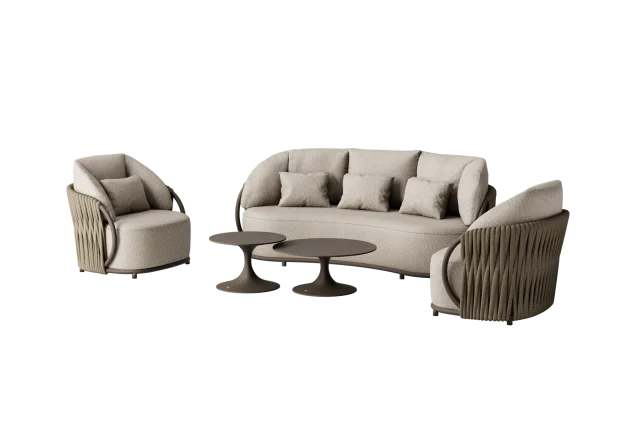 Suns Vivaro Sofa Set Bronze - Clouded rope - Pebble desert Bouclé met Nova tafels