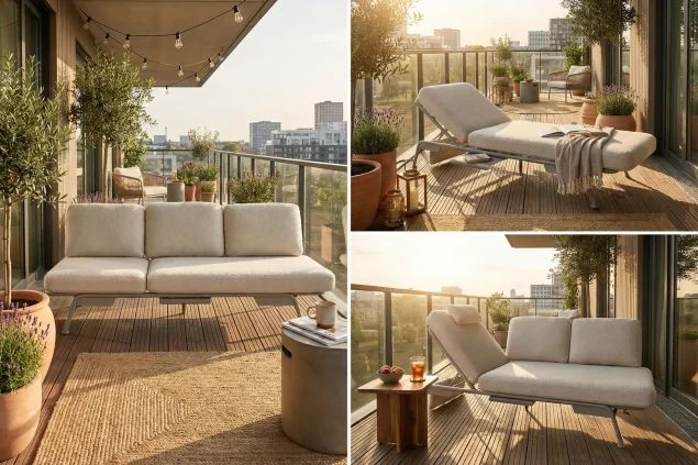 Tailor Palma ligbed én 3 zitsbank beige/sand