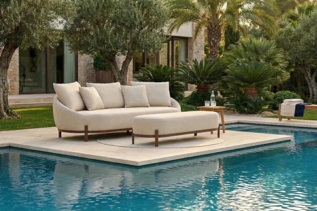 Flow Lagune 3-zits loungesofa Pure Cacao met beige kussens