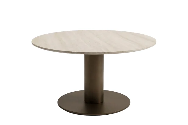 Flow Enso loungetafel Pure Cacoa met beige keramisch blad Ø 80 cm