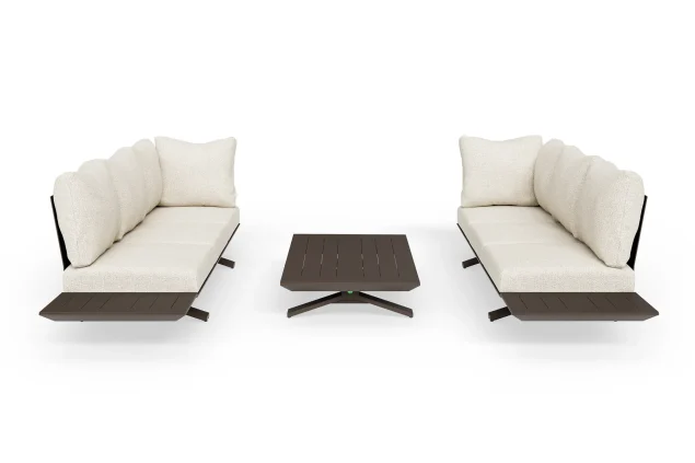 Suns Stockholm loungeset Ibiza style met bronze frame en Beachy bouclé kussens