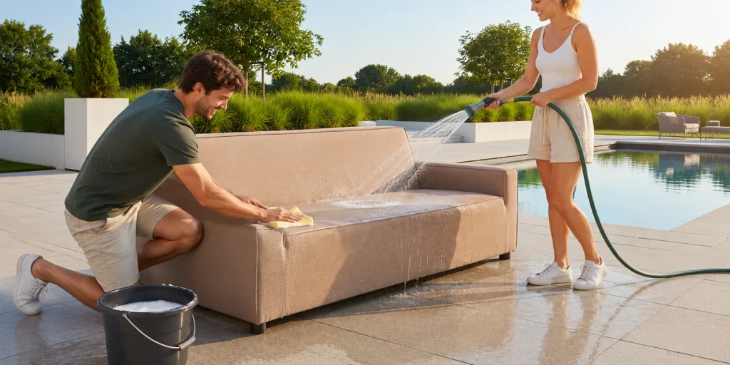 Tuin- of loungebank schoonmaken