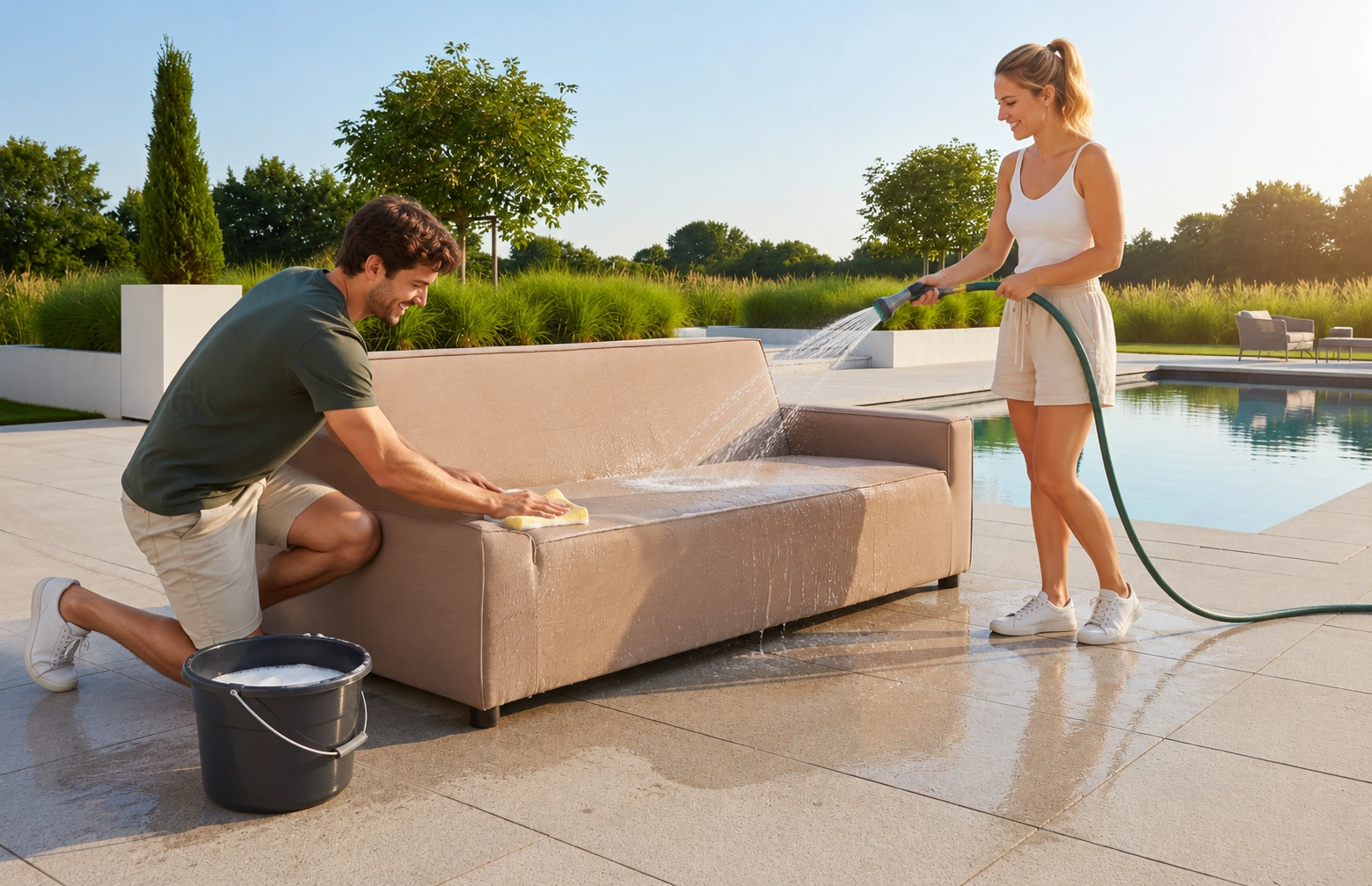Tuin- of loungebank schoonmaken 
